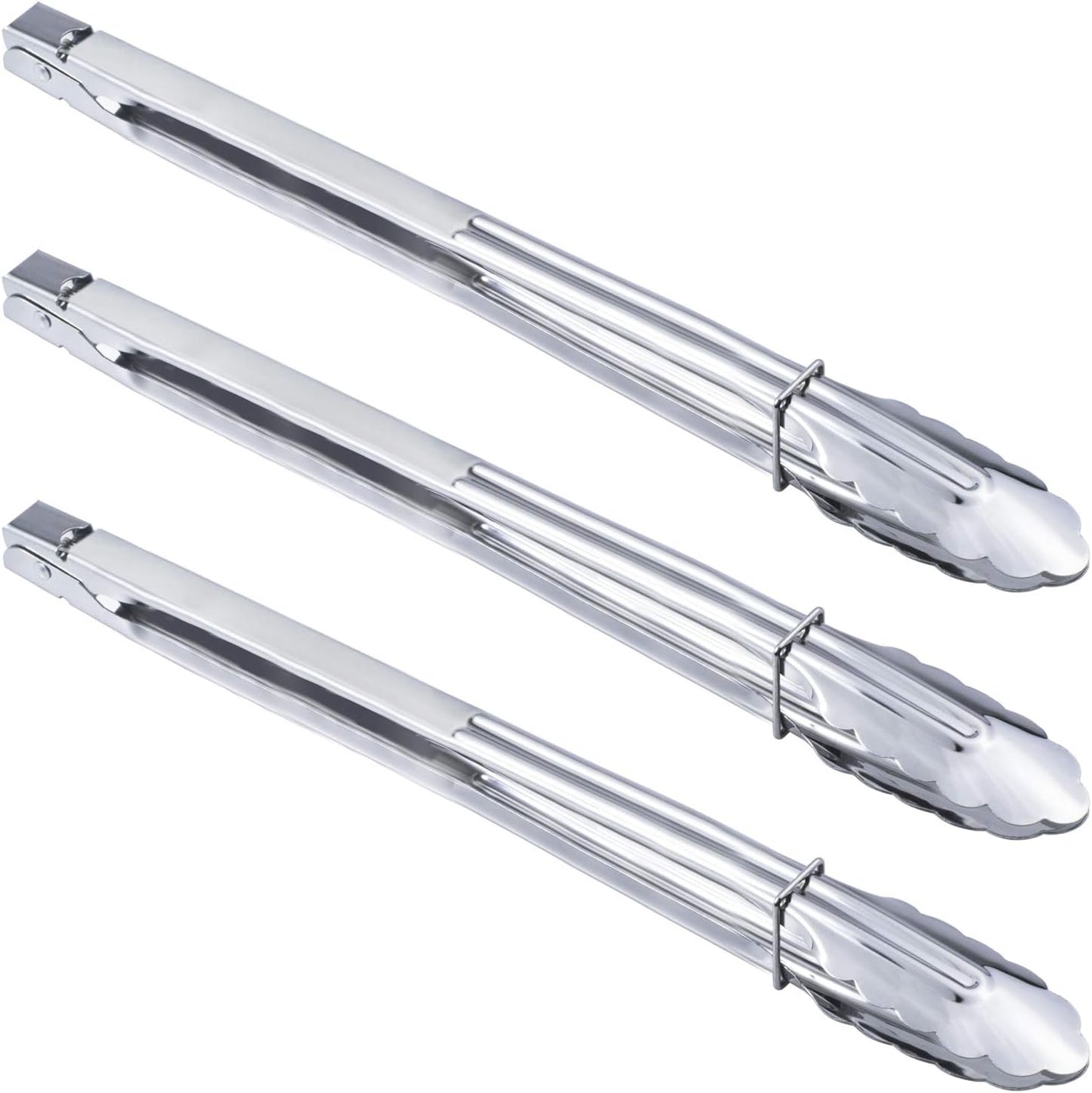 Stainless Steel Cooking Grilling Tongs Extra Long Camp Dutch Oven Tongs for Kitchen and Barbecue Charcoal (16-Inch 3 Pieces)