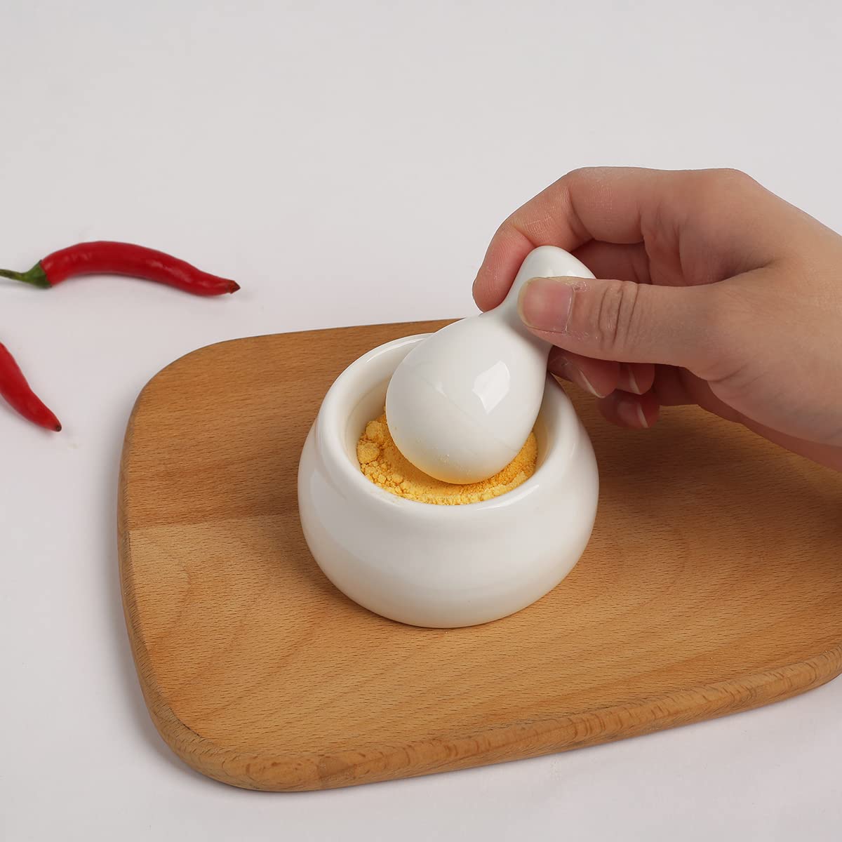 Mini White Ceramic Mortar and Pestle Set, A Perfect Pill Crusher, Also Suitable for Crushing Spices, Herbs, etc