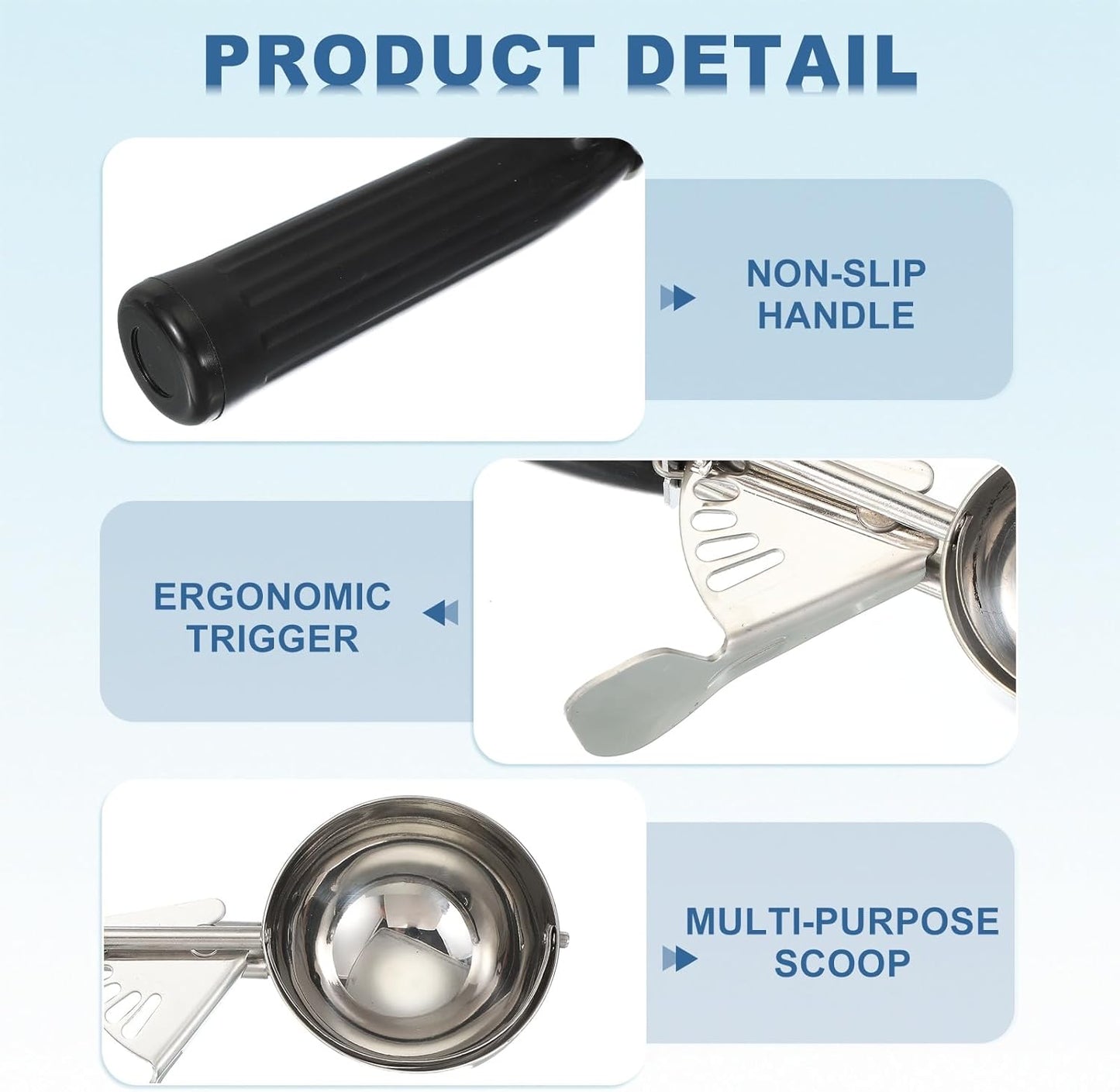 uxcell 2 Pcs Cookie Scoops, Ice Cream Scoop with Trigger for Baking Cookie Dough Rice Pudding Kitchen Gadget, Black, Red