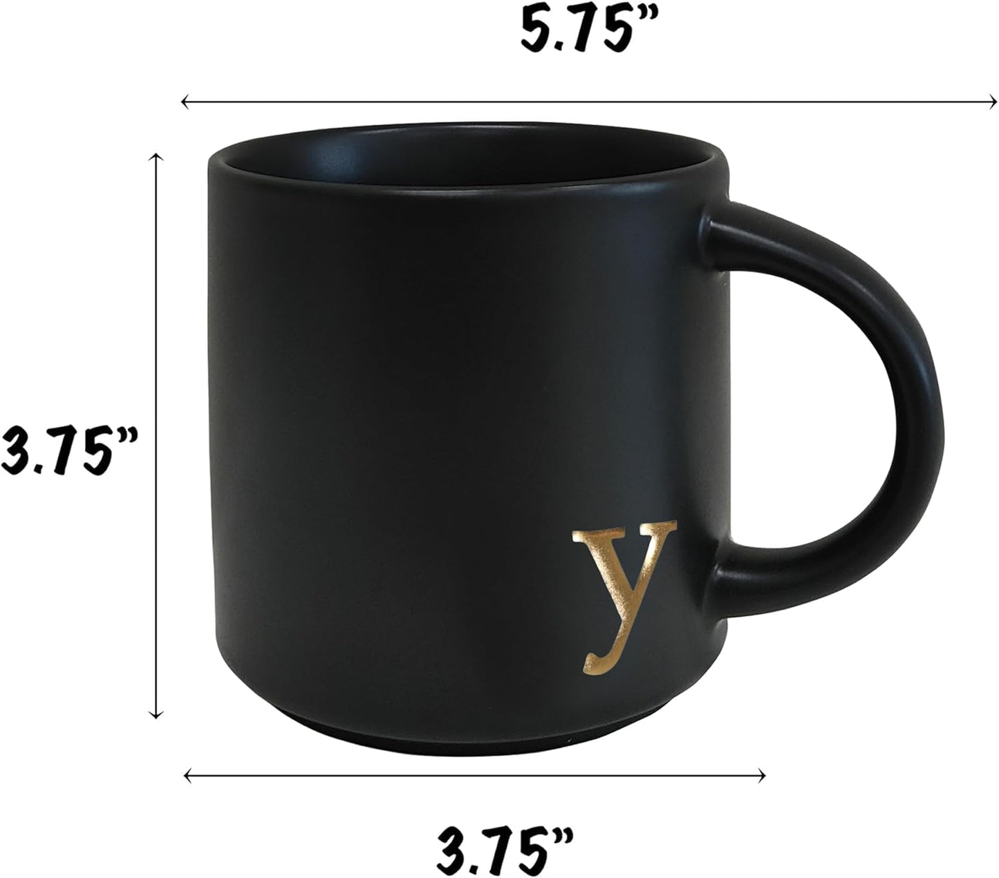COLLECTIVE HOME - Black Monogram Ceramic Mugs, 15 oz Golden Initial Coffee Cups, Elegant Alphabet Tea Mugs, Personalized Halloween Mug with Gift Box, Perfect for Office and Home Décor (y)