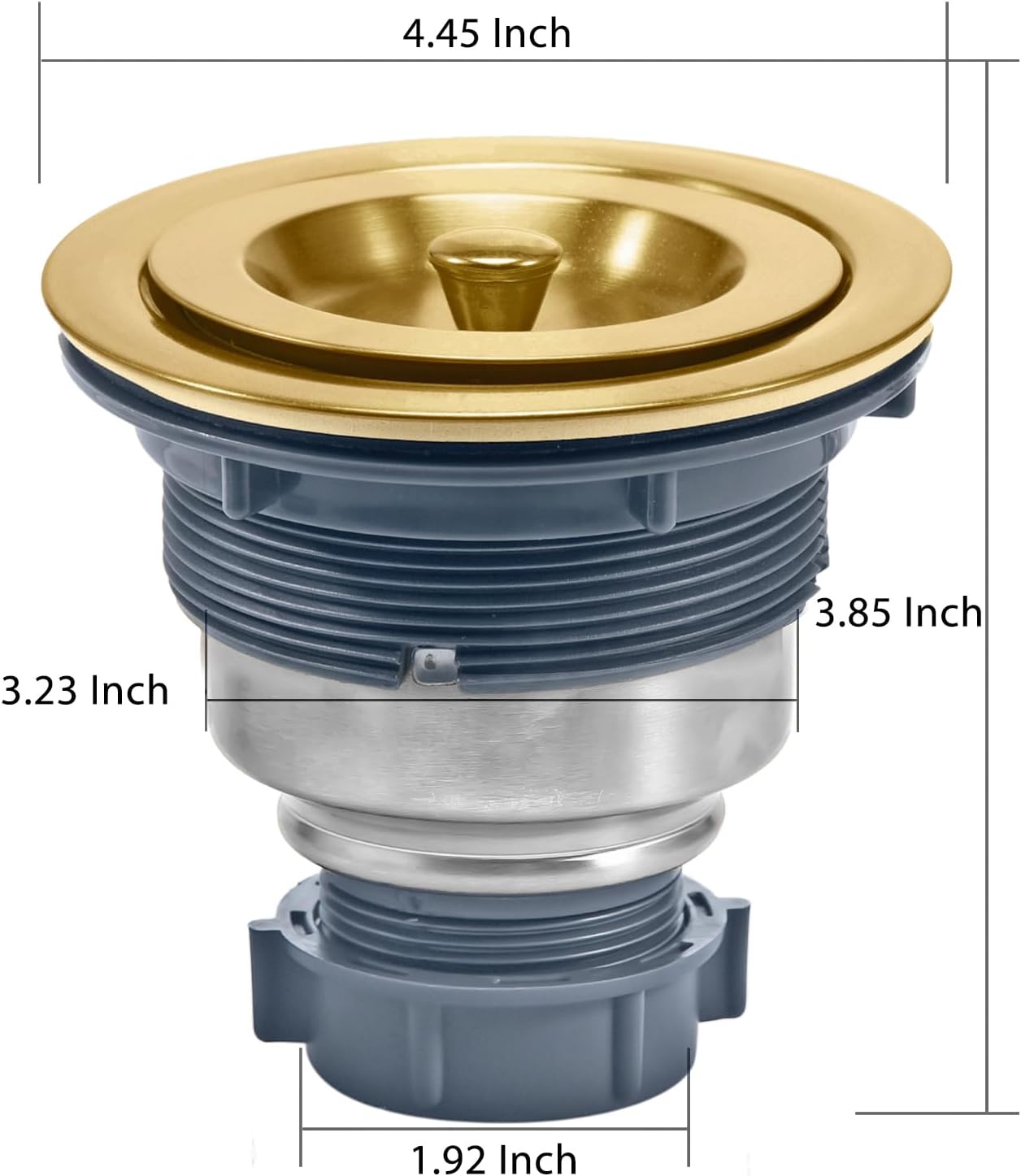 KONE 3-1/2 Inch Gold Sink Drain, Durable Stainless Steel Brass Kitchen Sink Drain Assembly Kit with Sink Strainer Waste Basket/Strainer Assembly/Sealing Lid for Standard Kitchen Sink