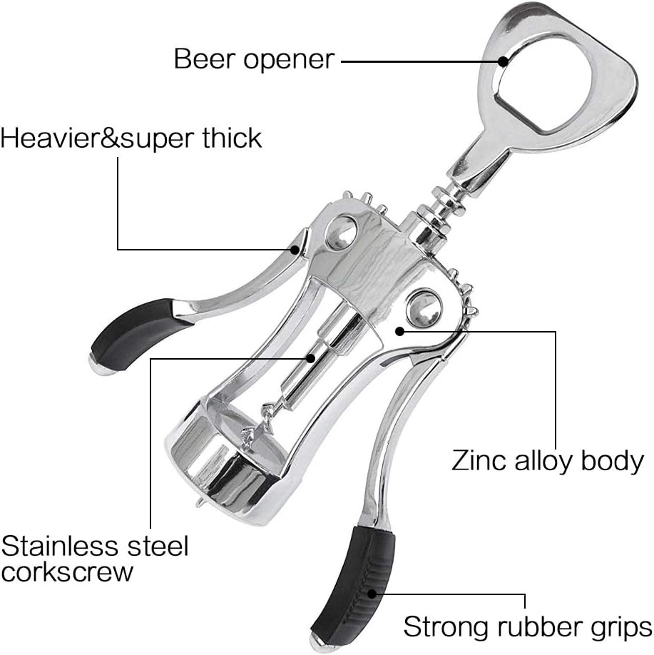 Foho Best Wing Corkscrew Wine Bottle Opener Luxury Waiter Corkscrew with Stopper Set for Wine Enthusiast Waiters - Sleeve Anchors