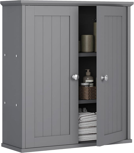 Meilocar Bathroom Wall Cabinet, Bathroom Cabinet Wall Mount, Over Toilet Space Saver Storage Cabinets Wall Mounted, Wood Medicine Cabinets with Doors, Grey
