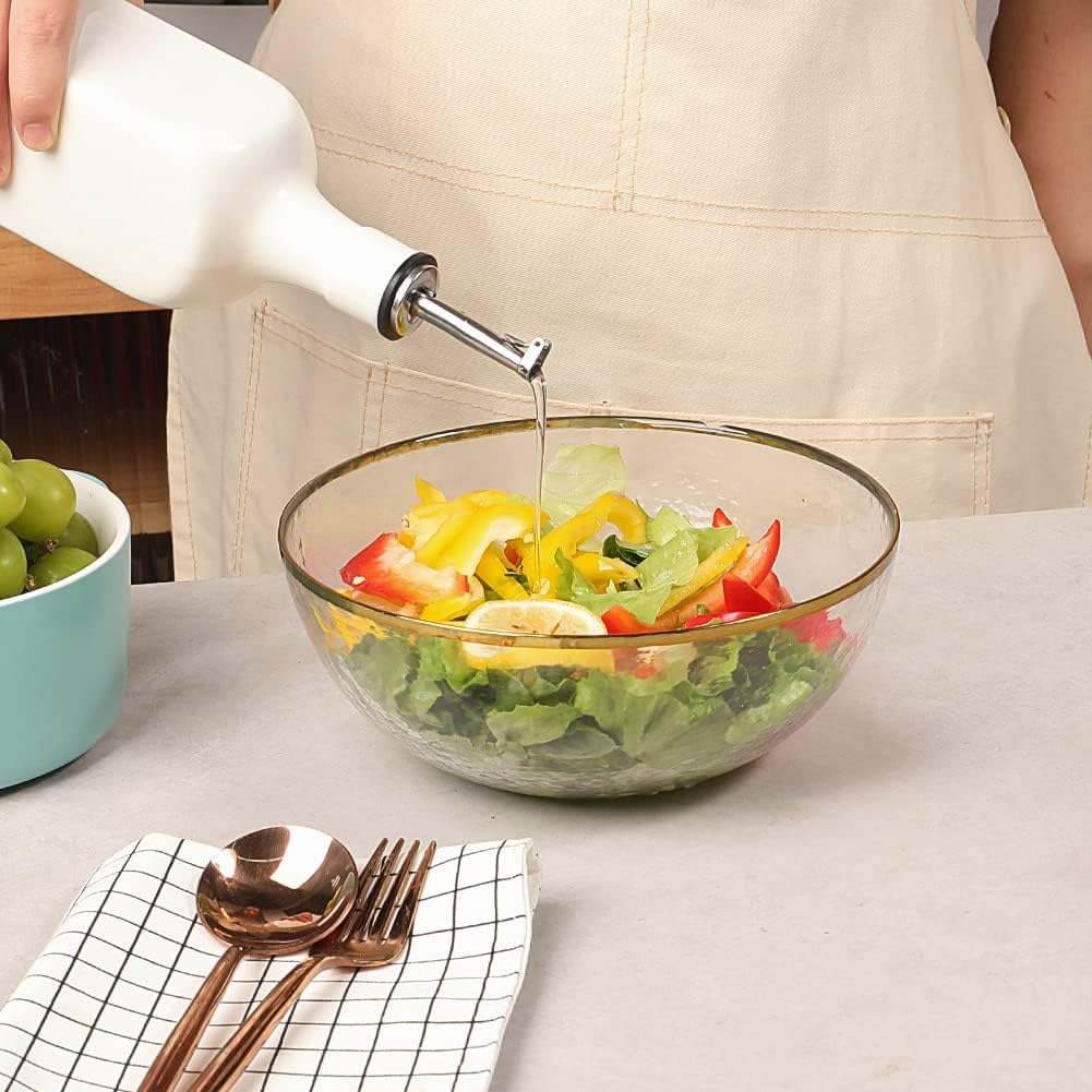 Sweejar 19 Fl Oz Ceramic Olive Oil Dispenser Bottle with Spout, Large Oil Dispenser for Kitchen, Opaque EVOO Oil and Vinegar Cruet for Cooking, Oil Container for Avocado Oil, Pack of 1 (Fog blue New)