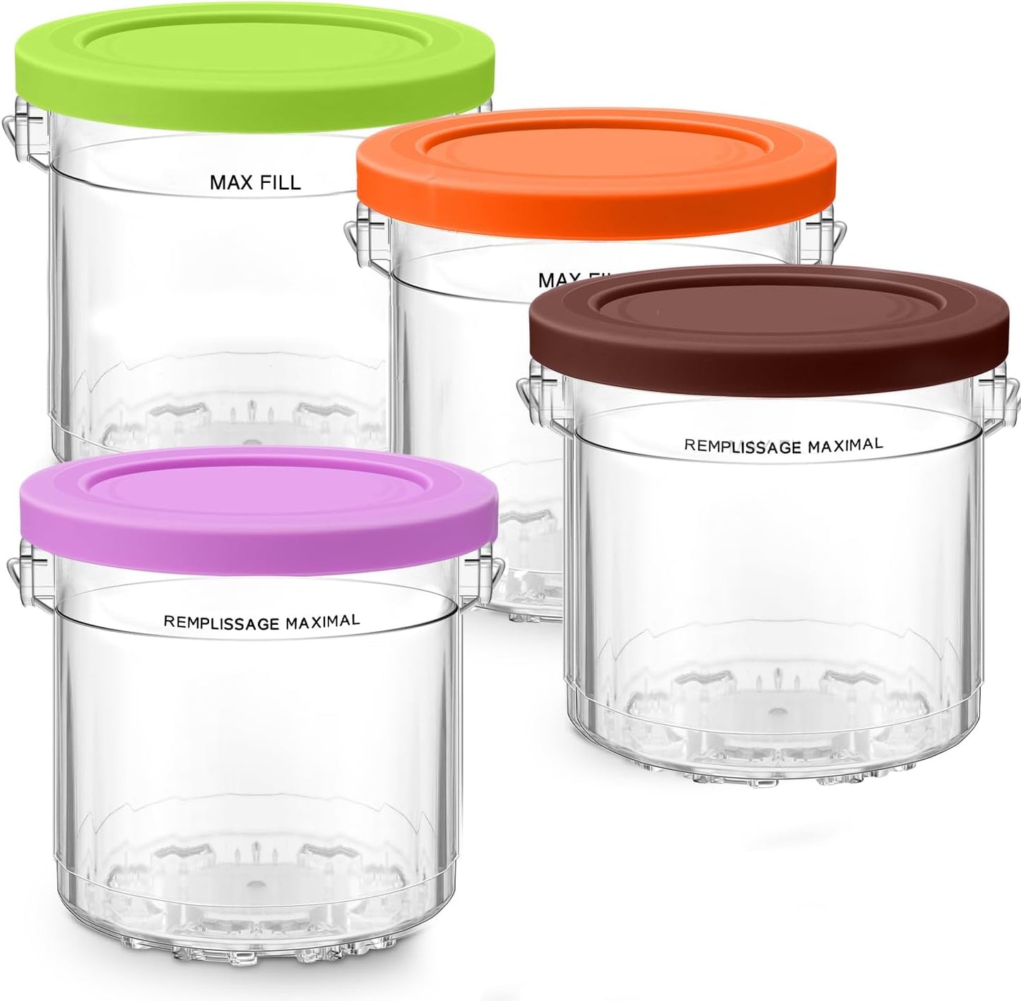 For Ninja Creami Pints and Lids 4 Pack 16oz,Compatible with Ninia 7-in-1 NC299AMZ & NC300s Series Creamy lce Cream Maker,BPA-Free&Dishwasher Safe