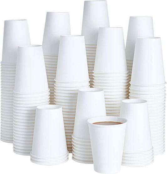 LITOPAK 240 Pack 12 oz Disposable Paper Coffee Cup, White Paper Hot Coffee Cups, Suitable for Party, Picnic, Travel, and Events