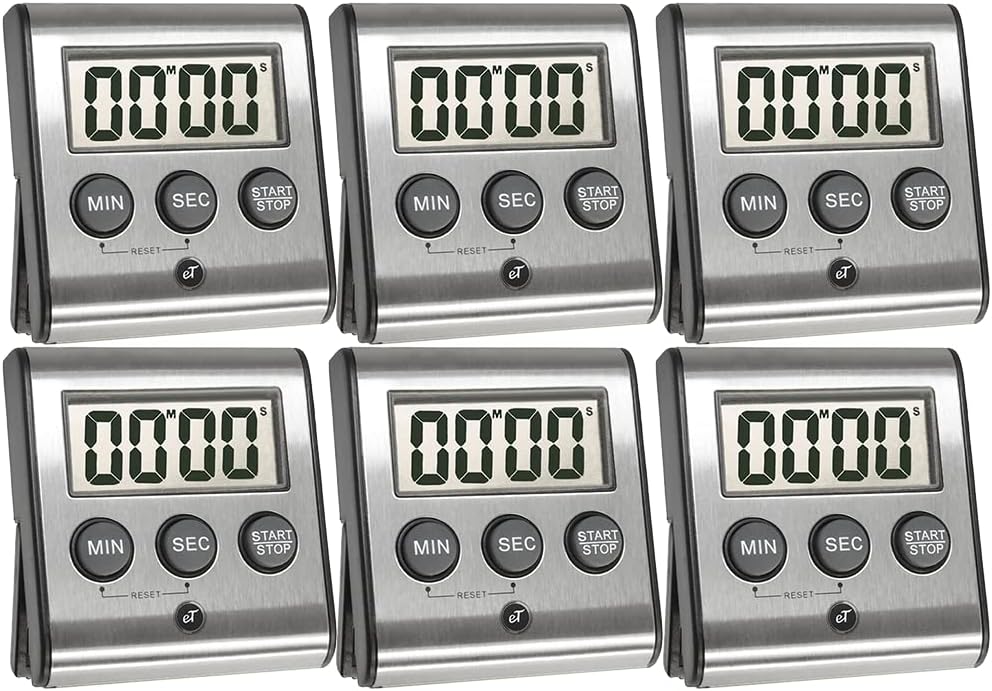 Elegant Digital Kitchen Timer - Stainless Steel Model eT-23, Super Strong Magnetic Back, Loud Alarm, Large Display, Auto Memory, Auto Shut-Off by eTradewinds