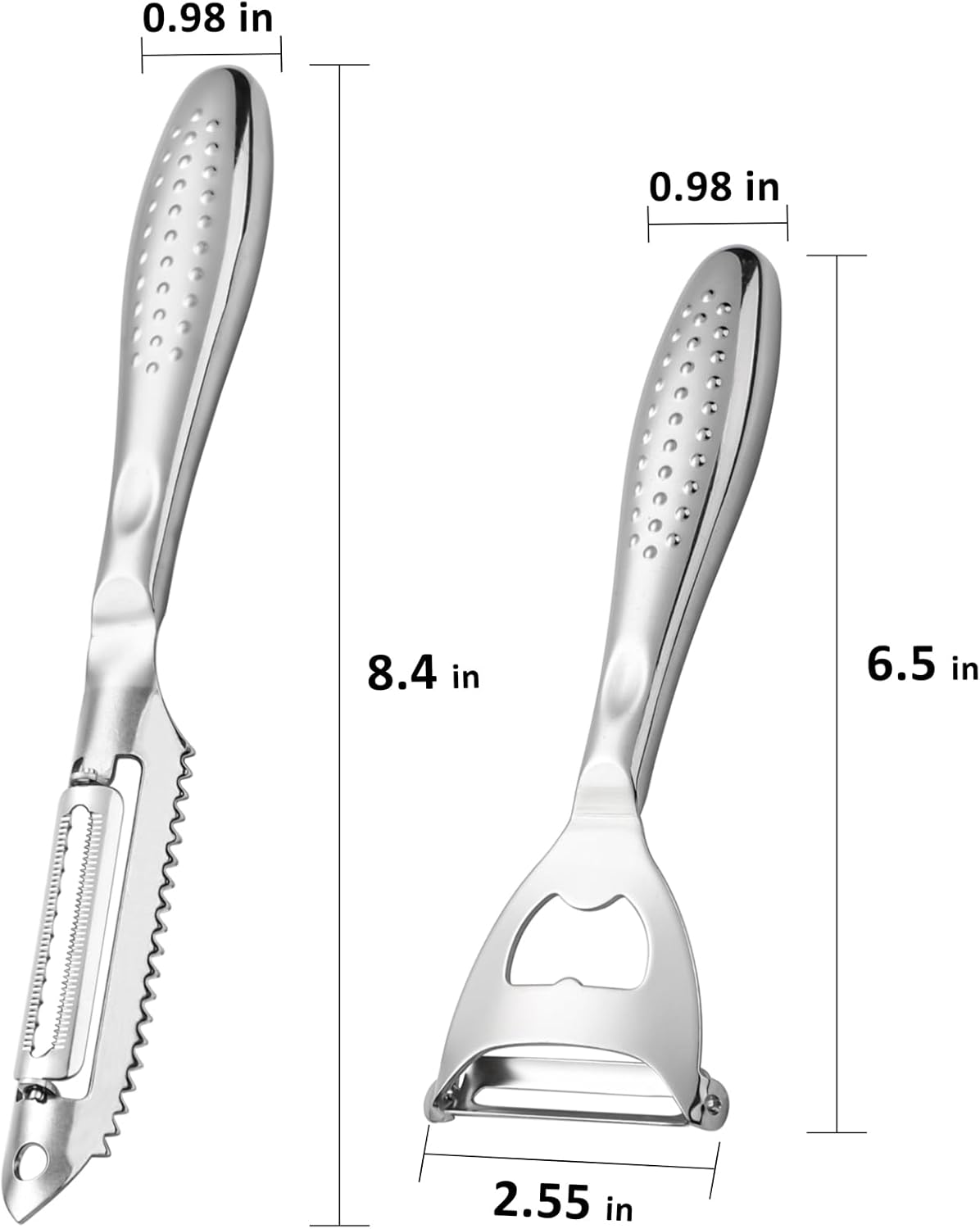 Potato Peelers Set of 2 Stainless Steel Peeler Y-Shaped and I-Shaped Peelers,Vegetable Carrot Fruit Peelers for Home kitchen (Silver2)