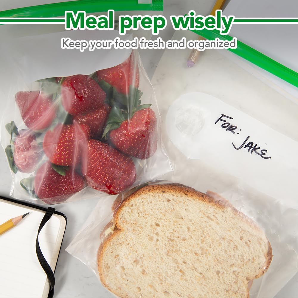 Quart Slider Storage Bags 150 Pack — Reusable Freezer Bags with Expandable Bottom, BPA Free, Microwave Safe, Clear Quart Food Storage Bags