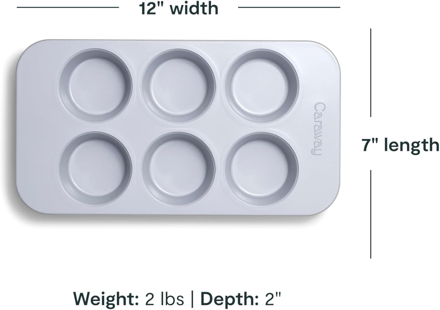 Caraway Nonstick Ceramic 6 Cup Muffin Pan – Non-Toxic, PTFE & PFOA Free – Oven Safe – Aluminized Steel Core – Small Muffin Pan for Baking Cupcakes, Muffins & More - Sage