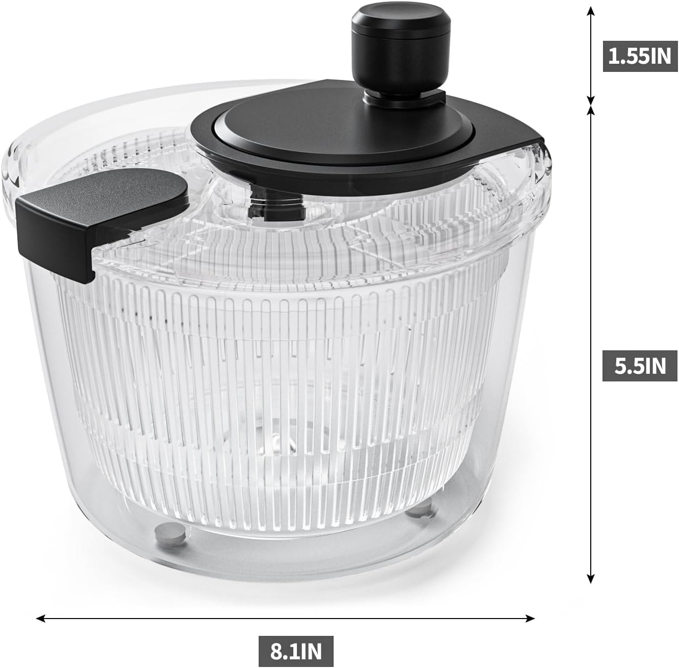 Cambom Salad Spinner Lettuce Spinner, Wash, Spin & Dry Salad Greens, Vegetable Washer Salad Dryer With Rotary Handle for Fruits & Vegetables, High Efficiency Vegetable Spinner Kitchen Gadget 3Qt Black