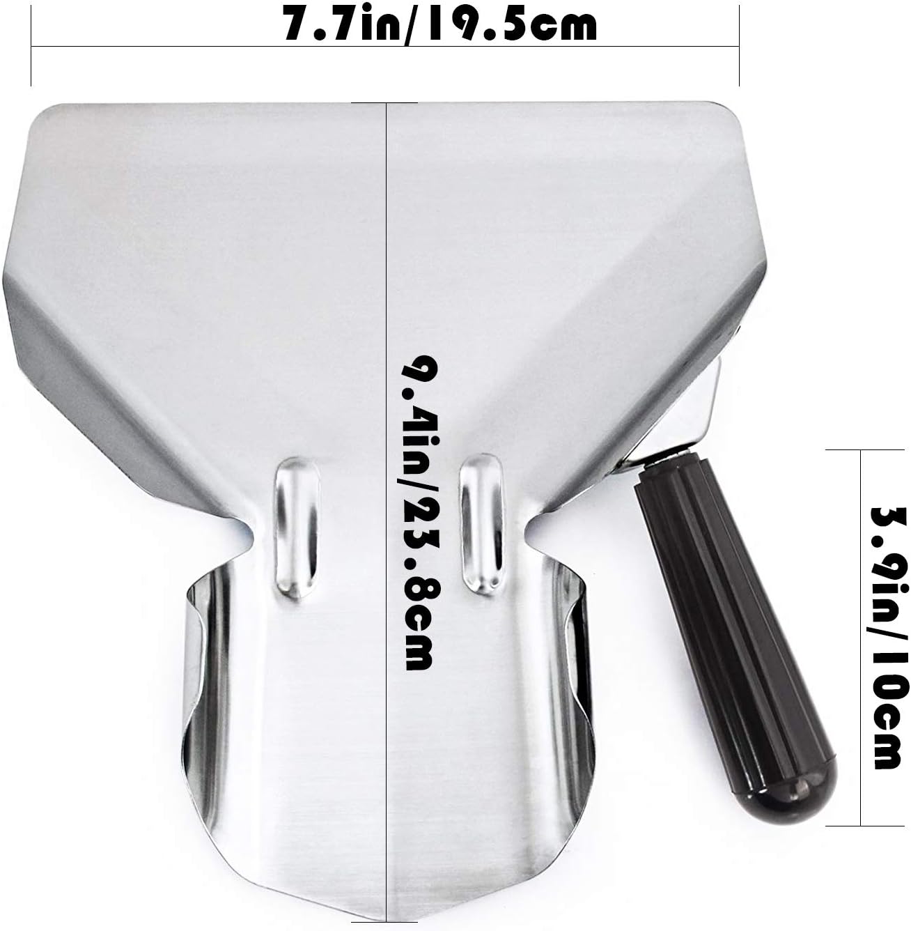 Stainless Steel French Fry Bagger Scoop Chip Popcorn Bagger Ice Candy Snacks Desserts Scooper, Right Handle