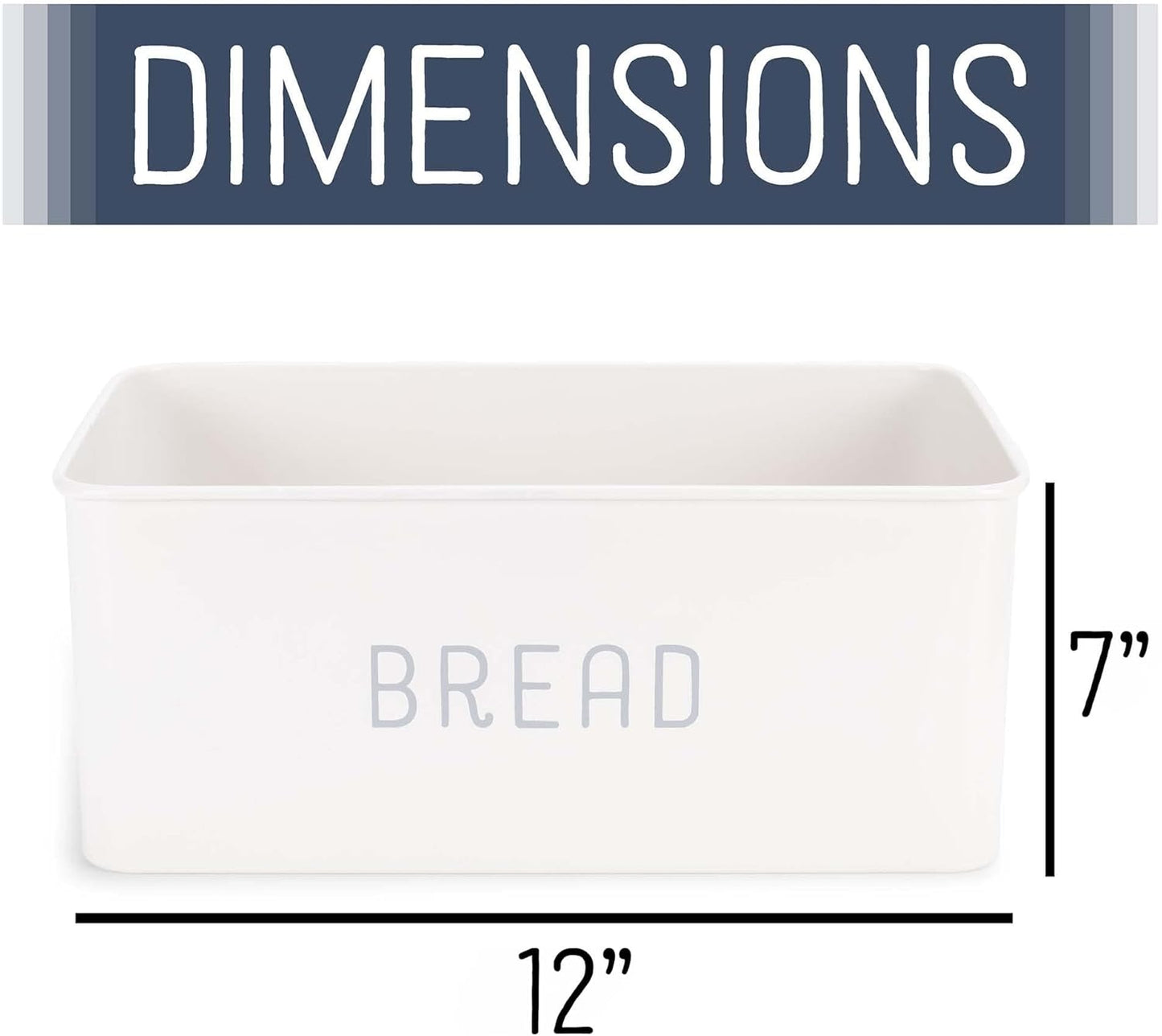 Nat & Jules Matte White 12 x 7 Metal Enamel Rubber Wood Lidded Bread Box