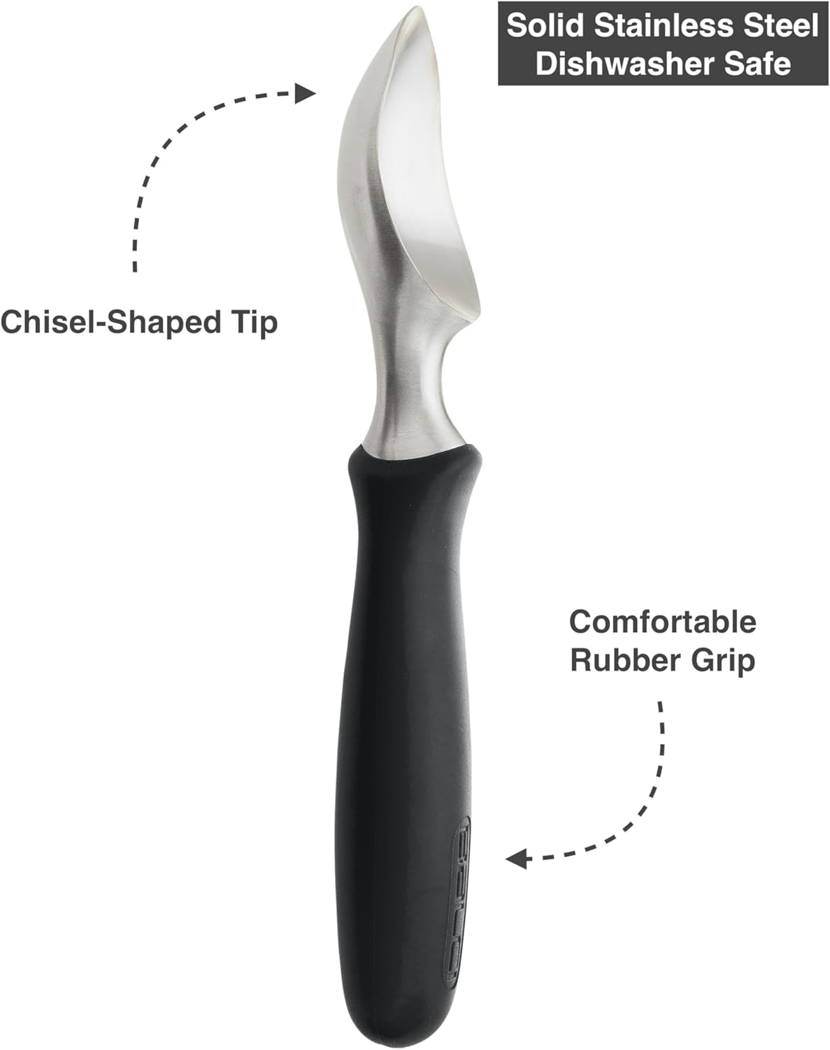 BALCI Ice Cream Scoop - Heavy Duty Stainless Steel Icecream Scooper With Non-Slip Rubber Grip - Professional Metal Ice-Cream Spade - Dishwasher Safe – Black