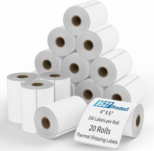 9527 Product Shipping Labels 4x6, 20 Rolls x 250 Labels, Direct Thermal, Compatible with Zebra, Eltron Printers
