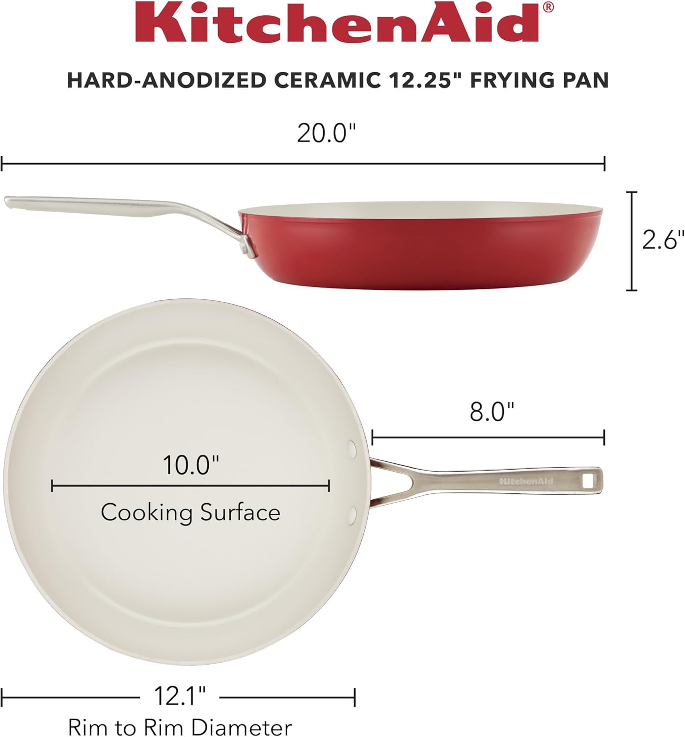 KitchenAid Hard Anodized Ceramic Hard Anodized Ceramic Nonstick Frying Pan, 12.25-Inch - Empire Red