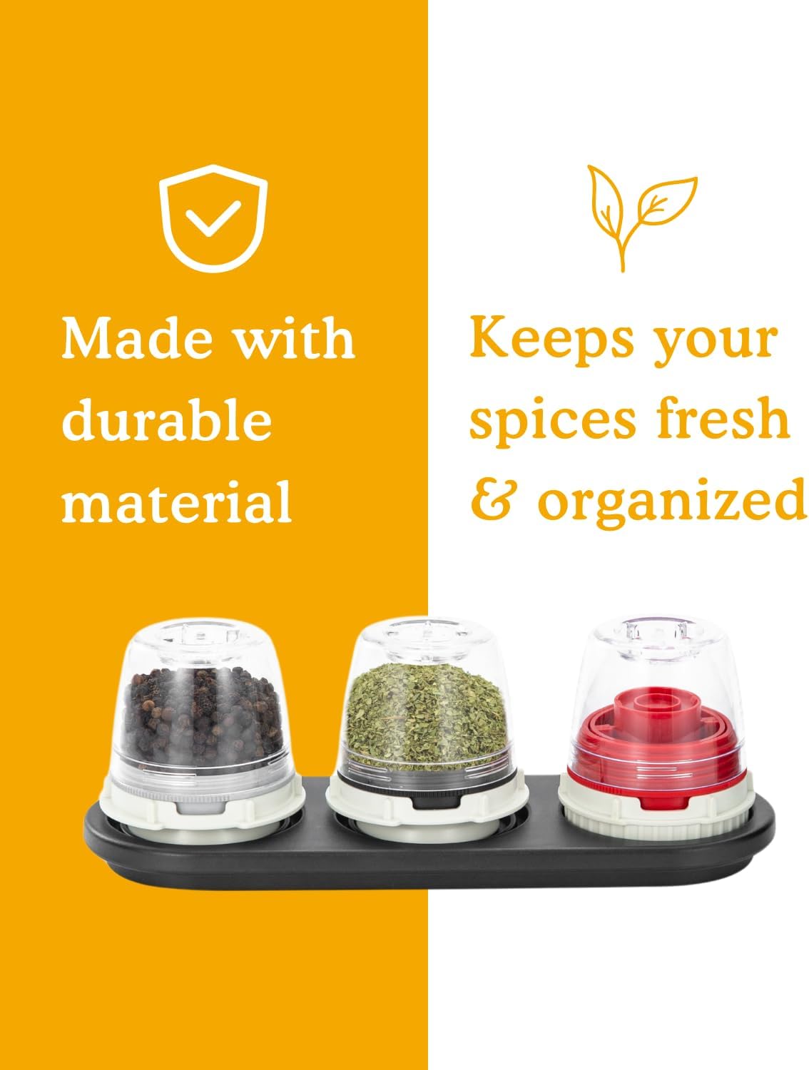 FinaMill Salt and Pepper Mill Tray, Stackable FinaPod Storage, Stylish Kitchen Accessories for Spice Grinder, Gift-Ready - Black Trio Stackable Tray