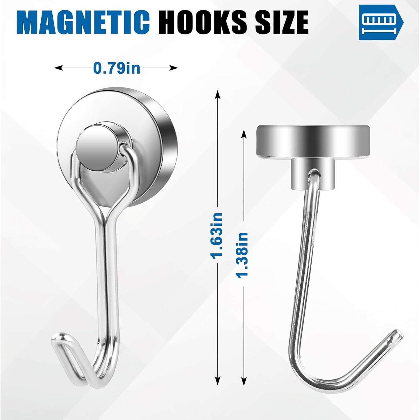 LOVIMAG Hooks, 40lbs+ Magnetic Magnet Hook 2025 Cruise Cabin Ship Essentials Heavy Duty Strong Refrigerator Fridge Hanging for Classroom Beach Vacation Kitchen Grills Home Mug Hanger (20 Pack), Silver