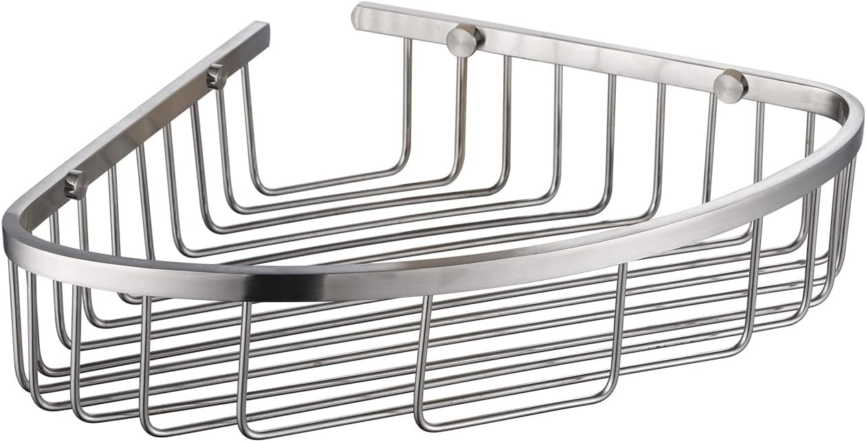 Bathroom Shower Caddy Corner Shelf, Corner-Hollow Design, Ultra Sturdy Rust-Proof Stainless Steel Shelf Organizer Shampoo Holder, Wall Mounted Storage Rack for Bathroom, Brushed Nickel