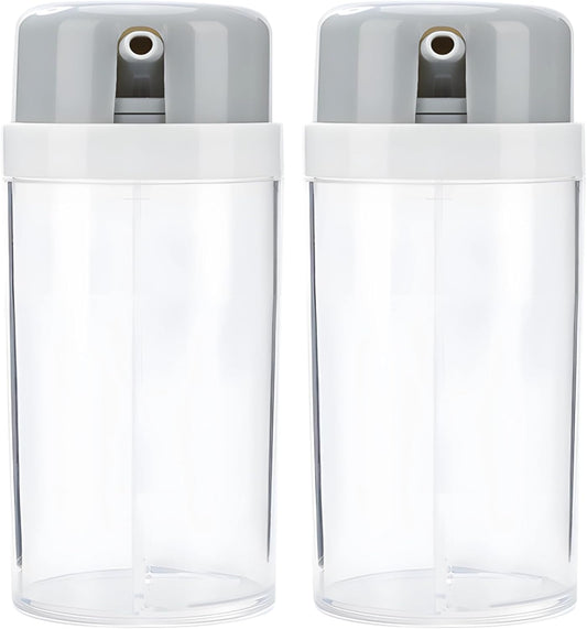 2 Pcs 2-in-1 Plastic Spice Containers, Leak-Proof Seasoning Dispensers for Oil, Soy Sauce, Vinegar, with Adjustable Pour Spouts, Transparent, Space-Saving Design, 180 ml Capacity