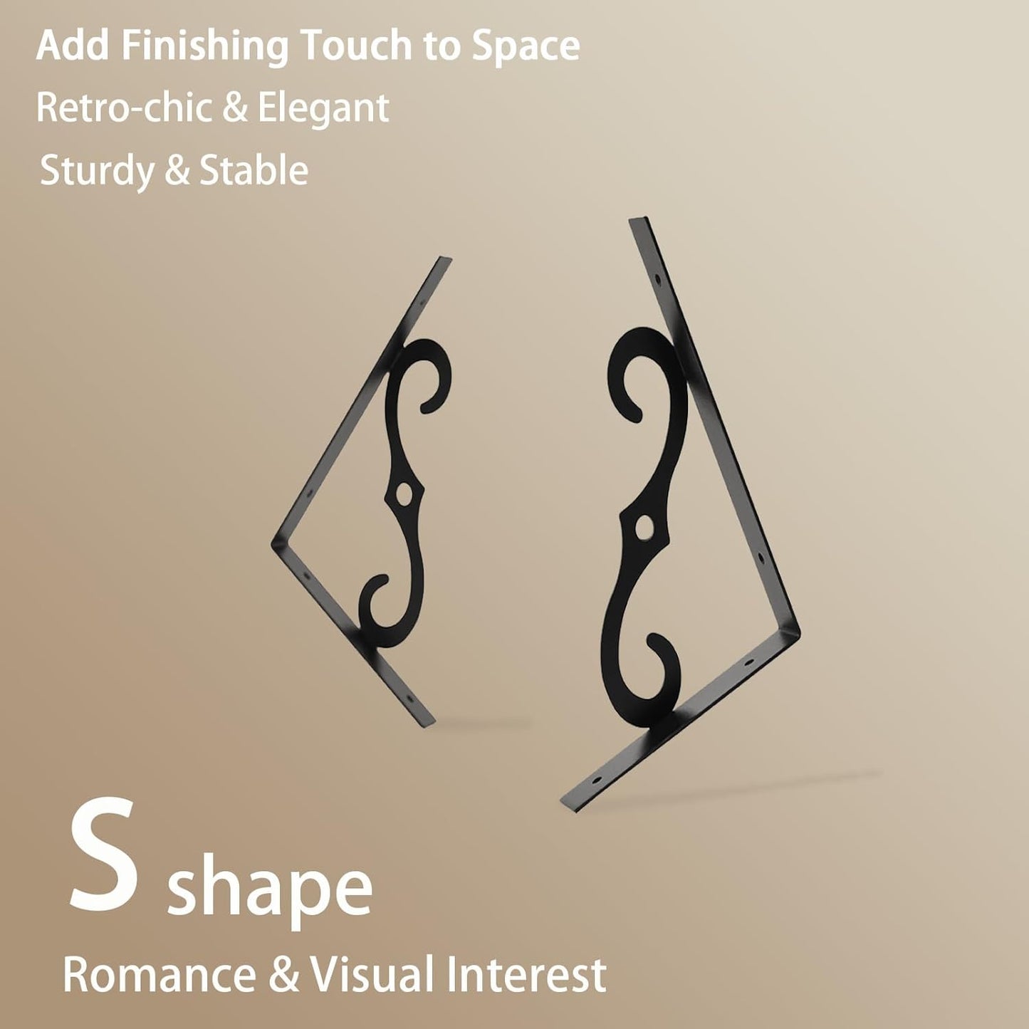 DINZI LVJ Deep Floating Shelves, 16" W x 12" D Wall Shelves Set of 2, Wide Display Shelf Wall Mounted with Brackets, Easy-to-Install Wall Bookshelf for Living Room, Bathroom, Bedroom, Rustic Brown