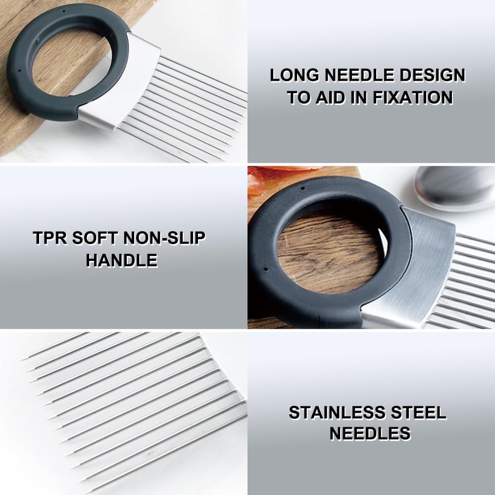 Onion Holder for Slicing, Stainless Steel Onion Slicing Rack, 2024 Upgraded Slicer, Lemon Slicer Vegetable Cutter, Home Kitchen Tools, Fruit, Lemon Slice Aids (1pc)