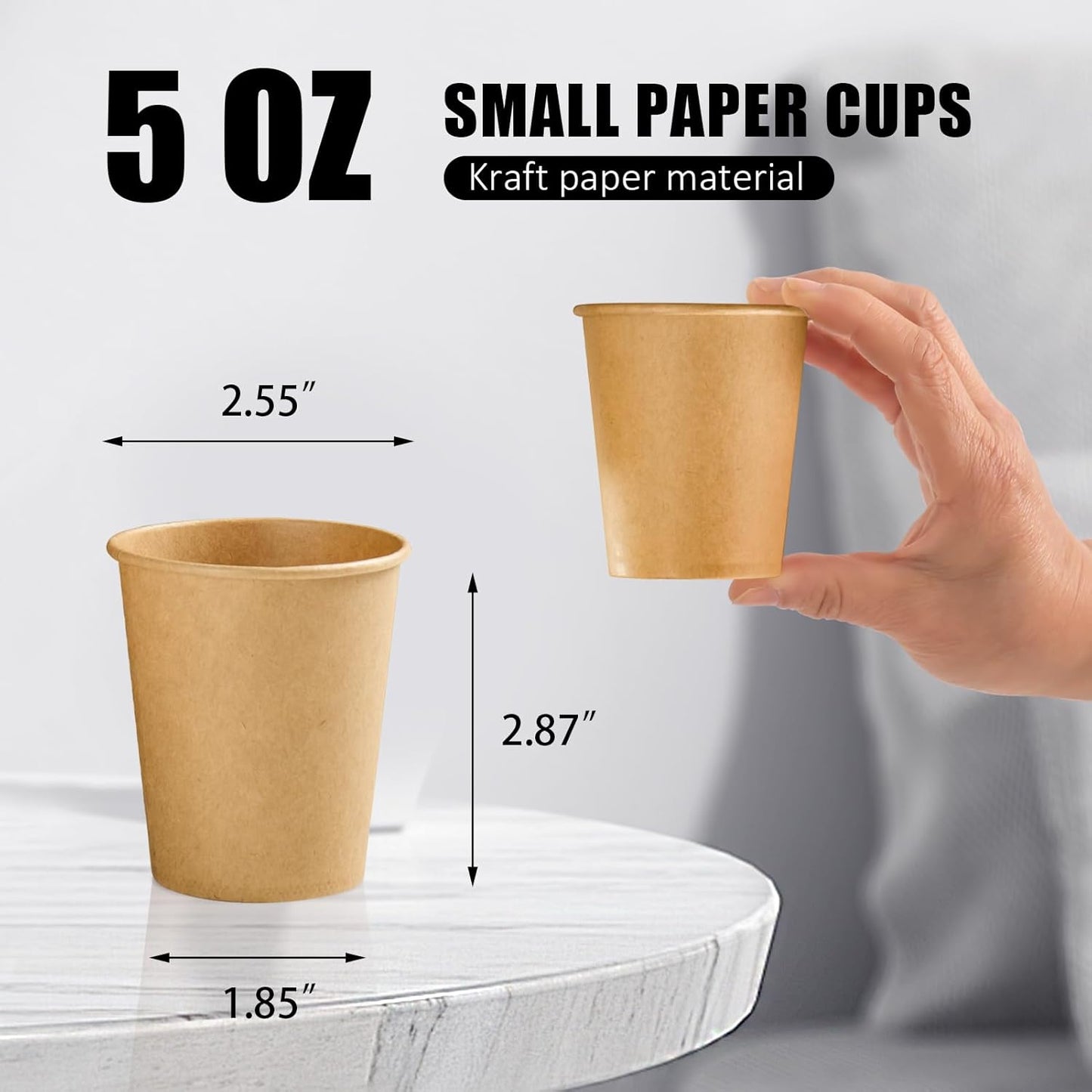 300 Pack 5 oz Paper Cups, Disposable Kraft Bathroom Cups 5 Ounce, Espresso Coffee Hot/Cold Beverage Cups for Home, Kitchen, Party