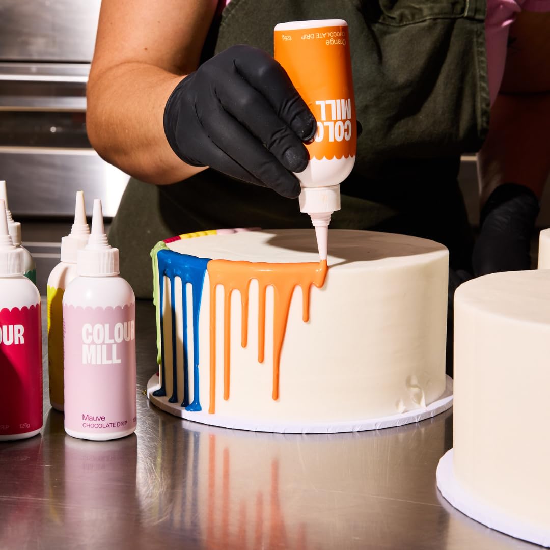 Colour Mill Chocolate Drip Easy-Melt Drizzle for Desserts, 125 Grams Orange