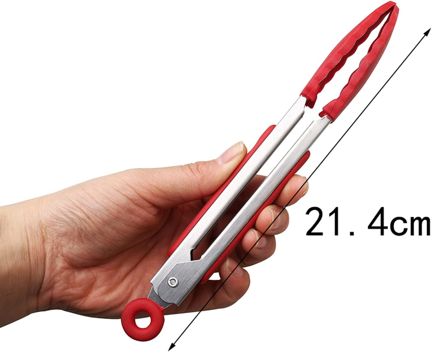 4Pcs Silicone Tongs, Kitchen Tongs 7” Non-slip & Easy Grip Stainless Steel Handle - Smart Locking Clip - Heat Resistant, Food Grade