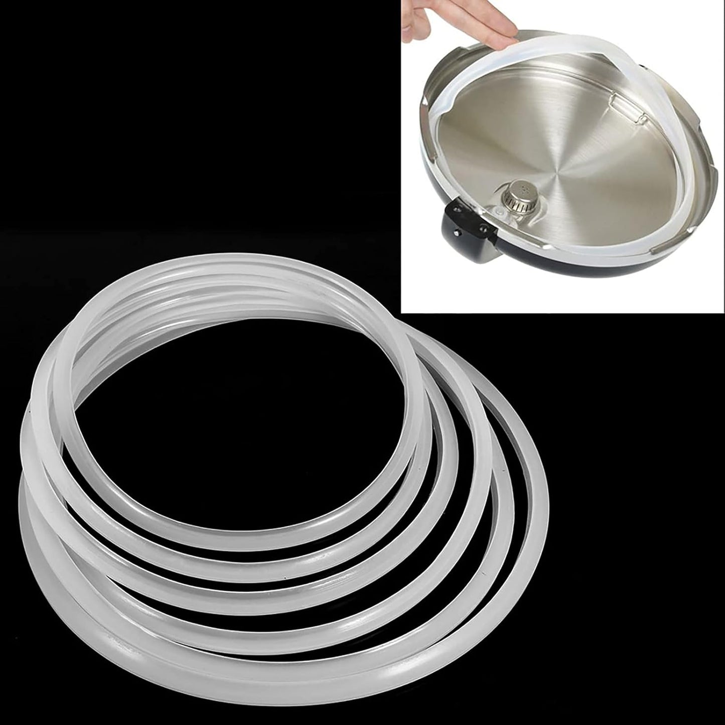 Pressure Cooker Sealing, 22/24/26/32cm Dia Clear Silicone Gasket Sealing Cookware Accessories Replacement High Temperature for Household Restaurant(Diameter 24CM)