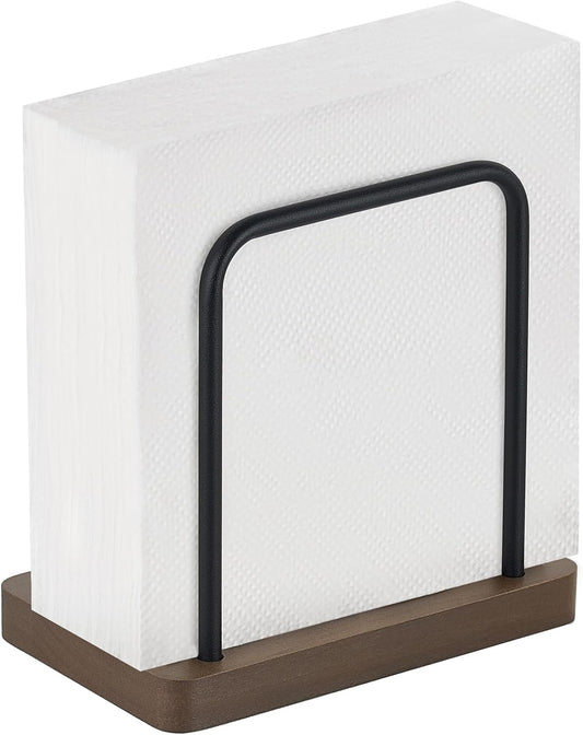 Mkono Napkin Holder for Table Wooden Paper Napkin Dispenser Servilletero for Kitchen Dining Room Cocktail Bar Party Outdoor, Brown