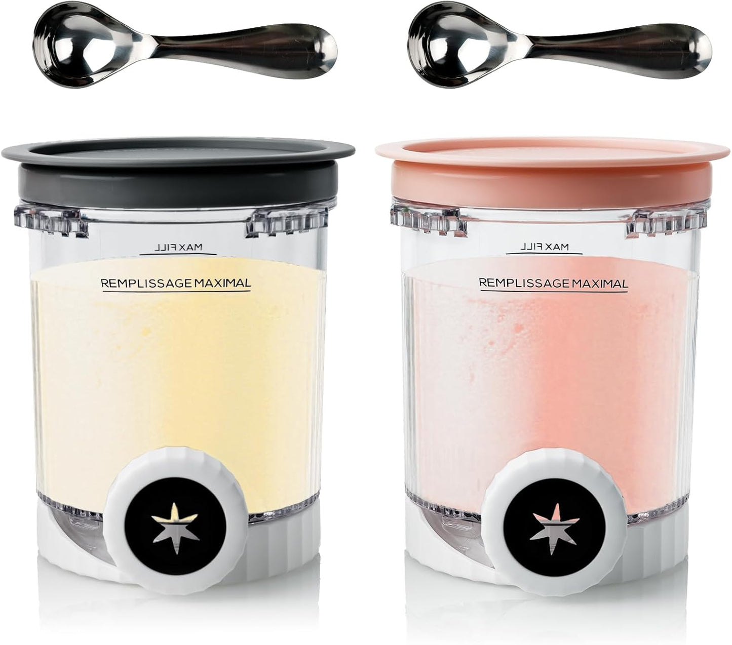Pints and Lids Replacement Compatible with Ninja Creami Swirl NC700 Series, 16oz Containers for NC701, NC701Q, CN701CO Ice Cream Makers, BPA-Free, Clear (2-Packs)