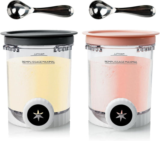 Pints and Lids Replacement Compatible with Ninja Creami Swirl NC700 Series, 16oz Containers for NC701, NC701Q, CN701CO Ice Cream Makers, BPA-Free, Clear (2-Packs)