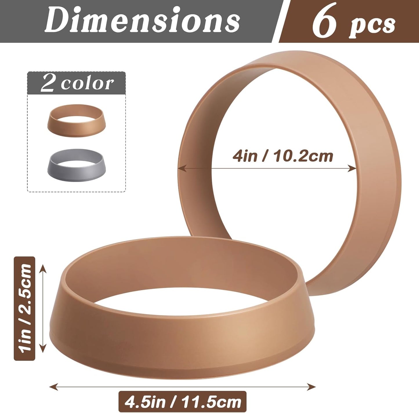 Koluti 6Pcs Nonstick Silicone English Muffin Rings, 4 Inch Cooker Round Mold for Cookie Crumpet Cake Pancake Pastry Baking, Durable Circle Cooking Egg Patty Omelette Frying Ring, BPA Free and 2 Colors