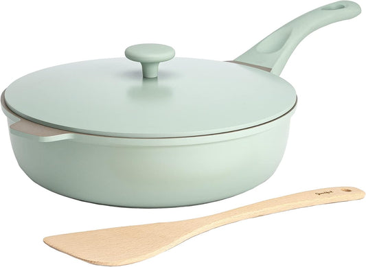 Goodful All-in-One Pan, Multilayer Nonstick, High-Performance Cast Construction, Multipurpose Design Replaces Multiple Pots and Pans, Dishwasher Safe Cookware, 11-Inch, 4.4-Quart Capacity, Sage Green