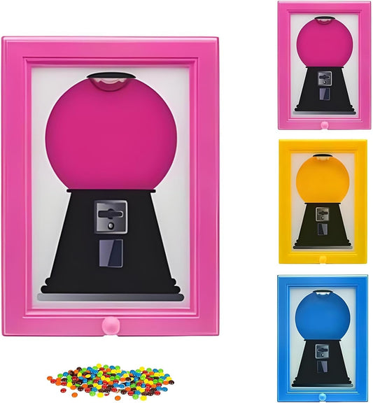 Candy Dispenser Picture Frame, Handy Candy Frame Dispenser,Hanging Machine Art For Candies, Nuts, Dog & Cat Treats, Suitable for Holiday Gifts (Pink)