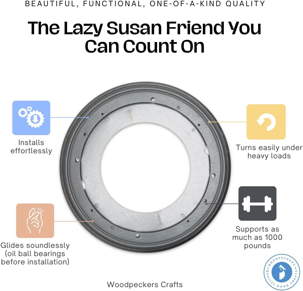 Lazy Susan Hardware, 12 inch, 1,000 lbs. Load Capacity, Pack of 2 Steel Lazy Susan Turntable Ball Bearing, by Woodpeckers