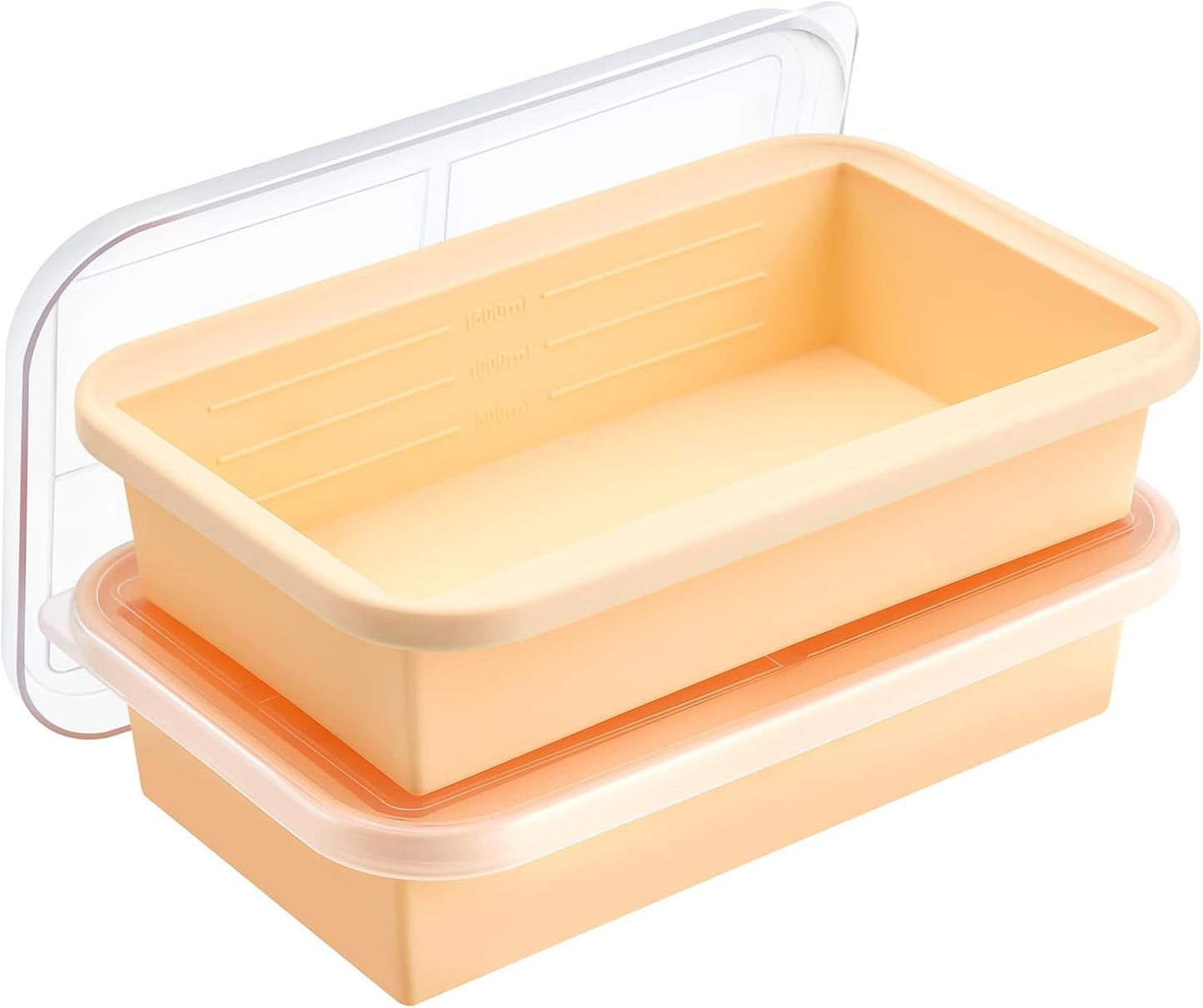 Super Ice Cube Tray 6 Cups Huge Ice Big Silicone Freezing Mold with Lid, for Soup&Meal, Prep Food Leftovers Freezer Storage Container, for Ice bath, 2Pack