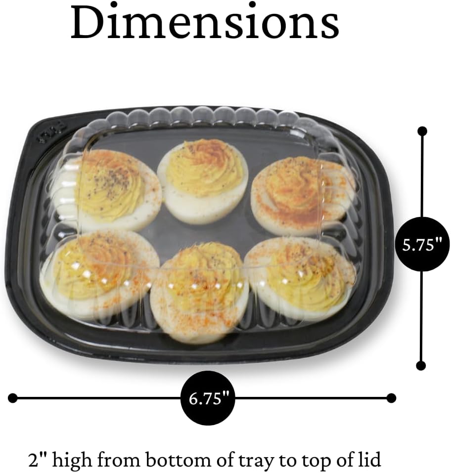 16 Pack - Disposable Deviled Egg Containers with Lid – Plastic Deviled Egg Trays – For 6 Egg Halves