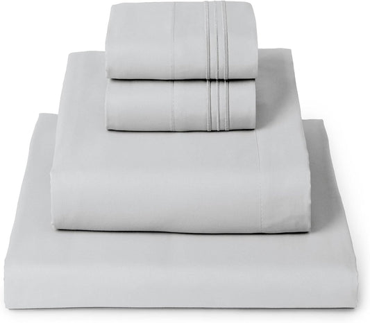 Mellanni California King Sheets Set - 4 PC Iconic Collection Bedding - Hotel Luxury, Extra Soft, Cooling Bed Sheets - Wrinkle, Fade, Stain Resistant (Cal King, Light Gray)