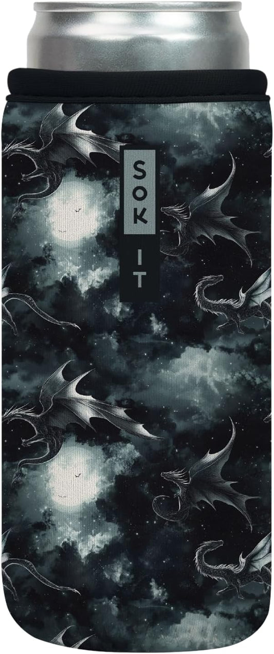 Sok It CanSok Sleeve for Beer & Soda Insulated Neoprene Cover (Dragon Lore, 12oz Slim Can Sleeve)