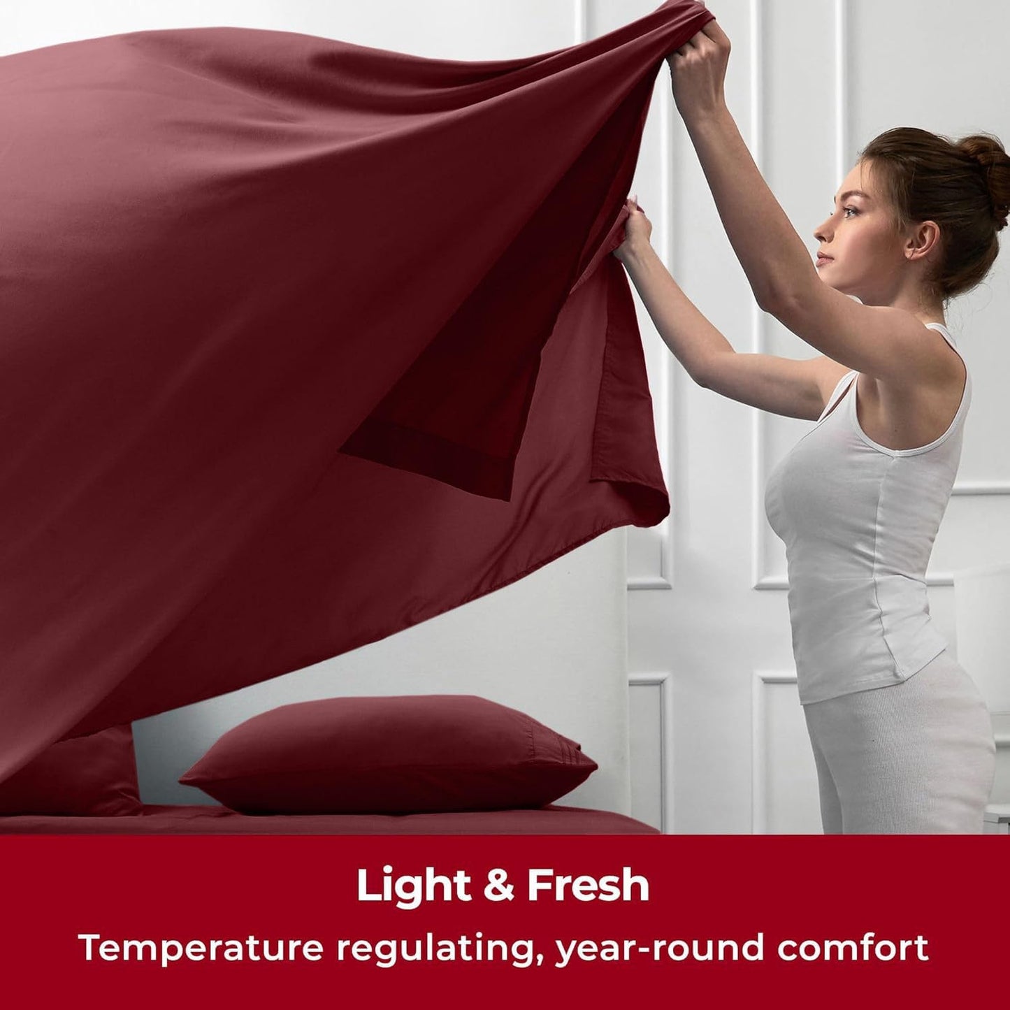 Mellanni Twin Sheets Set - 3 PC Iconic Collection Bedding - Hotel Luxury, Extra Soft, Cooling Bed Sheets - Wrinkle, Fade, Stain Resistant (Twin, Burgundy)