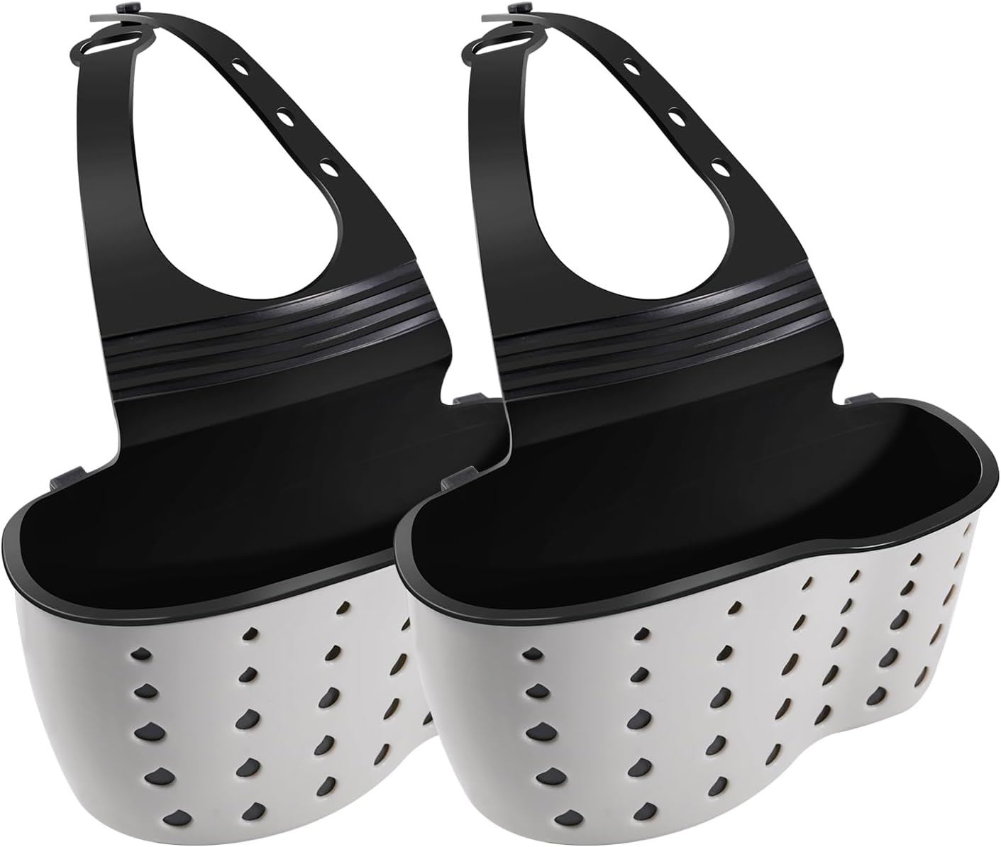Kitchen Sink Caddy Sponge Holder for Organizer Dish Soap Holder Hanging Ajustable Strap Faucet Caddy with Drain Holes for Drying, Kitchen Sink Accessories (2 pcs)