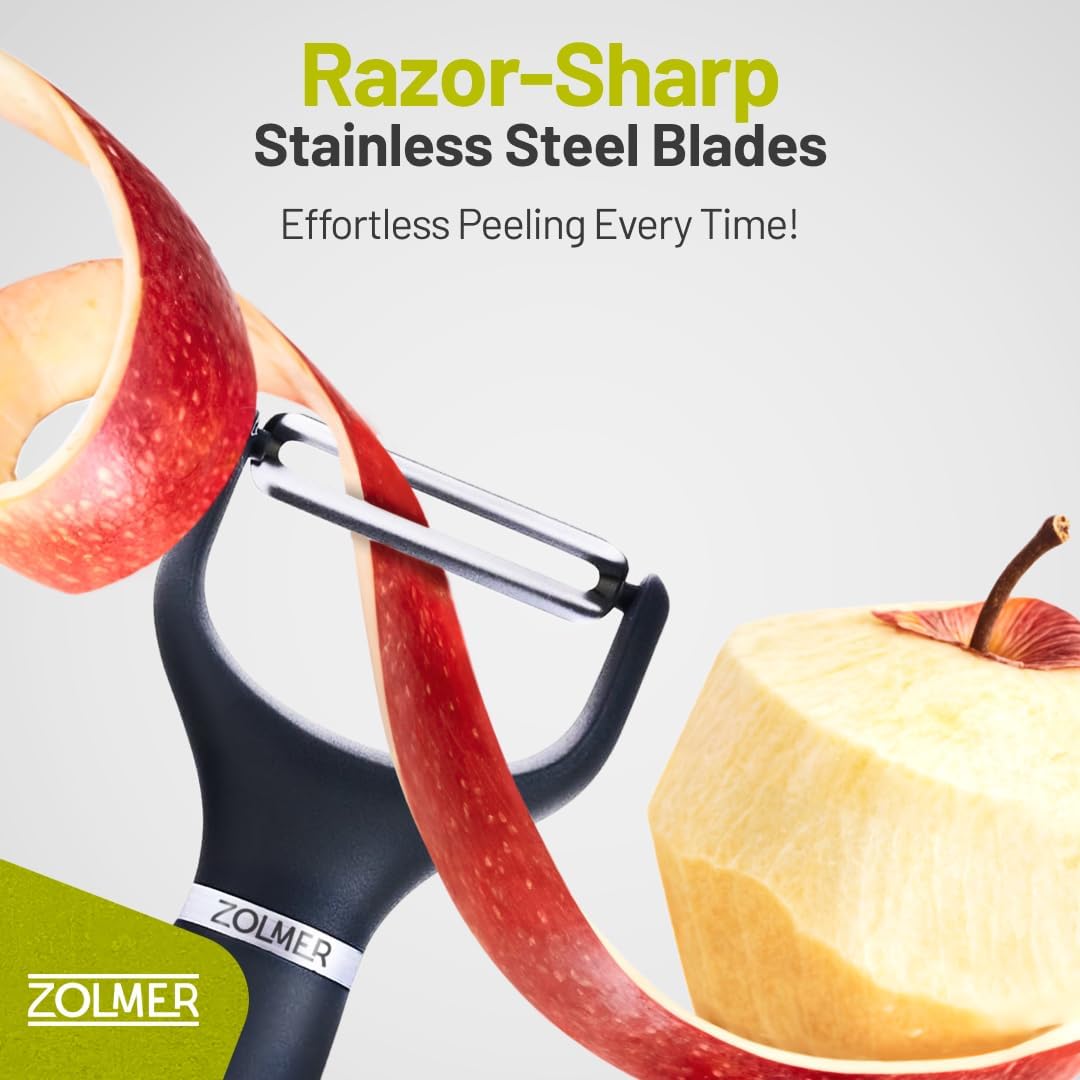 Professional Peelers for kitchen with Smooth Blades - Extra Sharp Vegetable Peelers stainless steel with Y Ergonomic Handle - Dishwasher Safe - Potato peeler hand