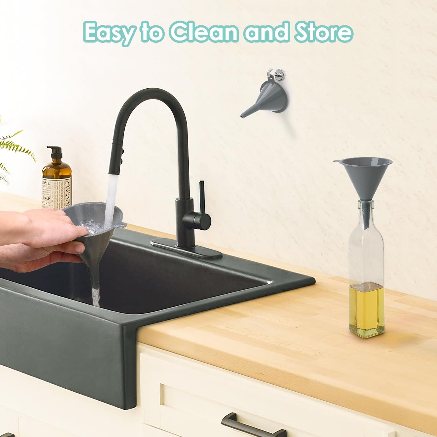 Plastic Kitchen Funnel Set of 3, Durable Round Food Grade Cooking Funnels for Kitchen Use Filling Bottles, Multifunctional Small Medium and Large Sizes for Canning, Lab or Car Oil Use