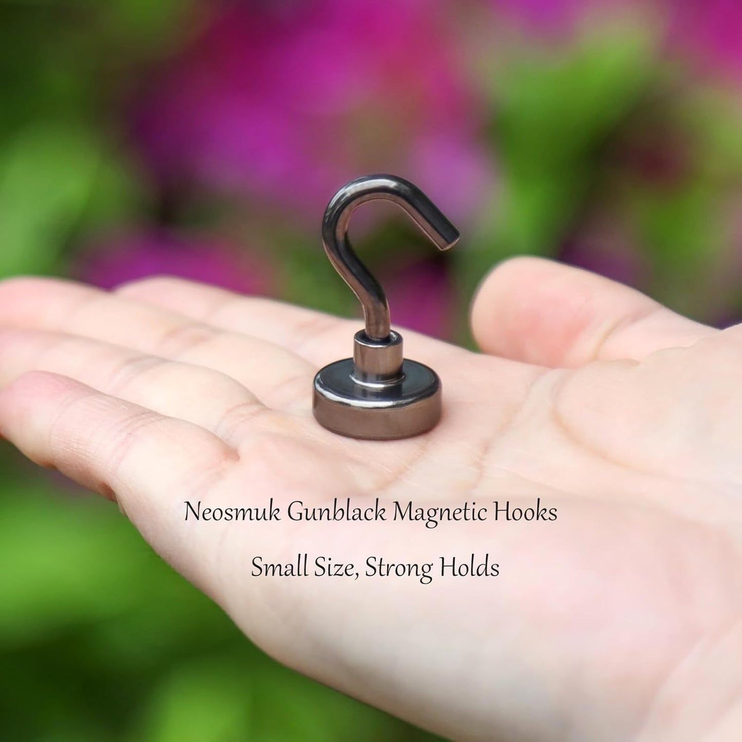 Neosmuk Magnetic Hooks,30lb++ Heavy Duty Earth Magnets with Hook for Refrigerator, Extra Strong Cruise Hook for Hanging, Magnetic Hanger for Cabins, Grill (Gunblack, 15 Pack)