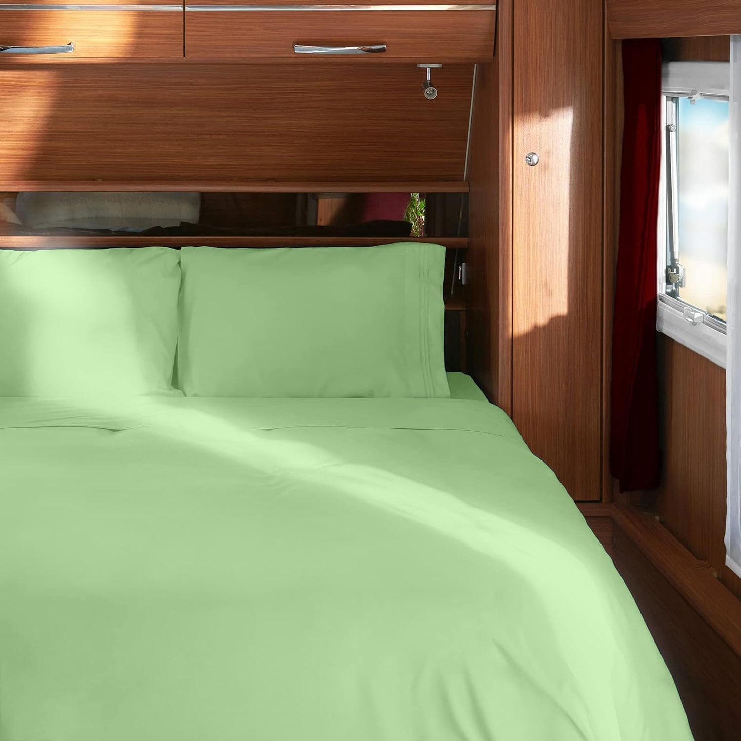 Mellanni RV Short Queen Sheets - 4 PC Iconic Collection Bedding - Hotel Luxury, Extra Soft, Cooling Bed Sheets - Deep Pocket up to 10 inch (RV/Short Queen, Pistachio)