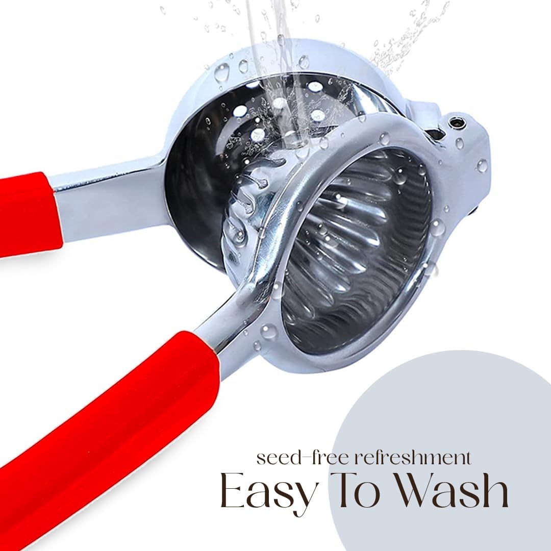 Bellemain Citrus Juicer | Metal Lemon Squeezer | Lime and Lemon Juicer Stainless Steel with Silicone Handles | Manual Juicer, Citrus Squeezer, Hand Held Juicer | Bar Juicer for Bartender (Cranberry)