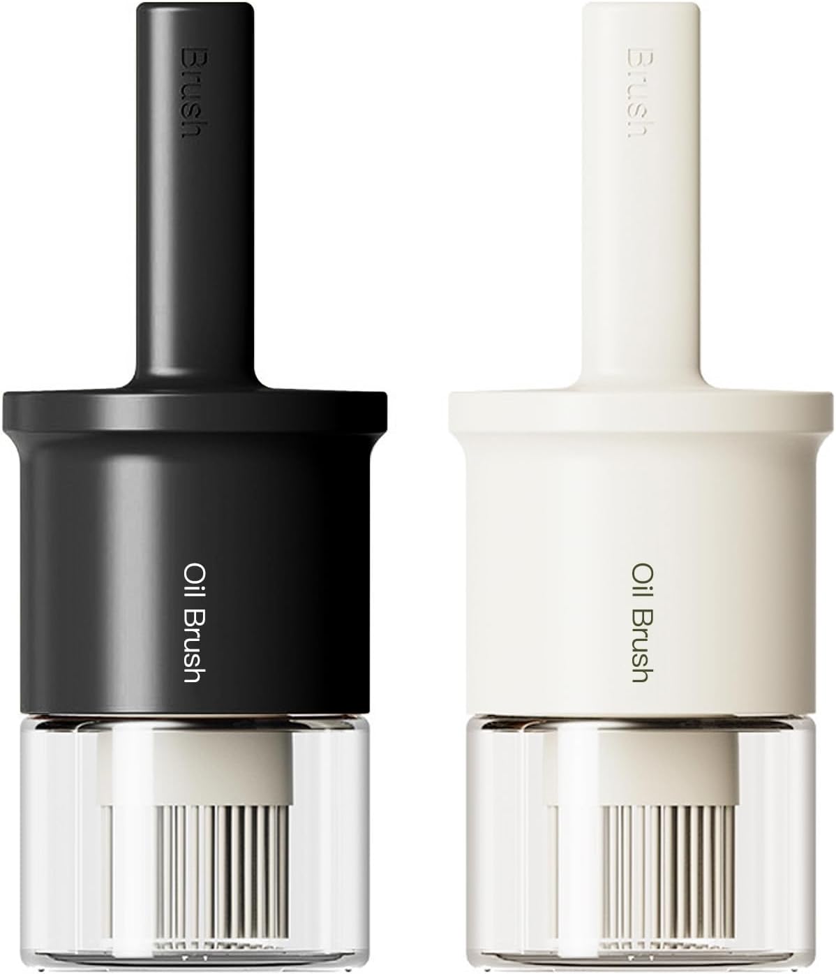 YARRAMATE 2pcs 300ml / 10oz Oil Dispenser with Brush - Glass Oil Dispenser for Kitchen with Silicone Heat Resistant Brush - Cooking Brush for Oil and Sauce Cooking BBQ Grill Frying - Black&White
