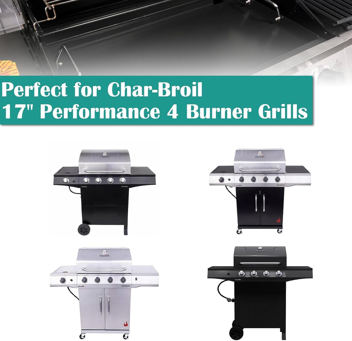 Full Size Griddle Inserts for Char-Broil Performance 4 Burner Series, Flat Top Griddle for Charbroil 463352521 463354021 463365021 463365522 463366022 Grill, Replace for G426-0004-W1 G426-0005-W1